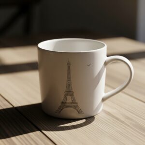 Unique Designer Coffee Cups | Custom Printed Mugs with Eiffel Tower and Nature Prints